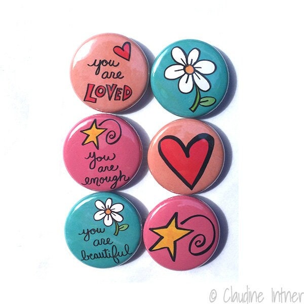 Heart Magnets or Heart Pins - Claudine Intner