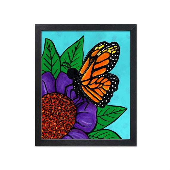 Monarch Butterfly Art Print Butterfly on Purple and Red | Etsy