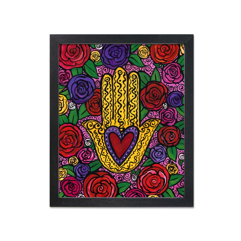 Rose Heart Hamsa Print Colorful Hamsa Wall Art Decor with Etsy