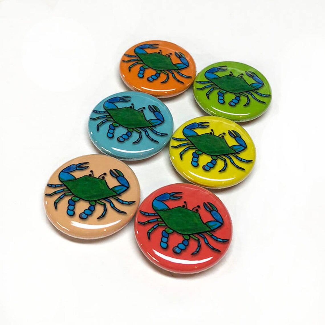 Blue Crab or Blue Crab Pin Set 1 Inch Crab Pinback Etsy