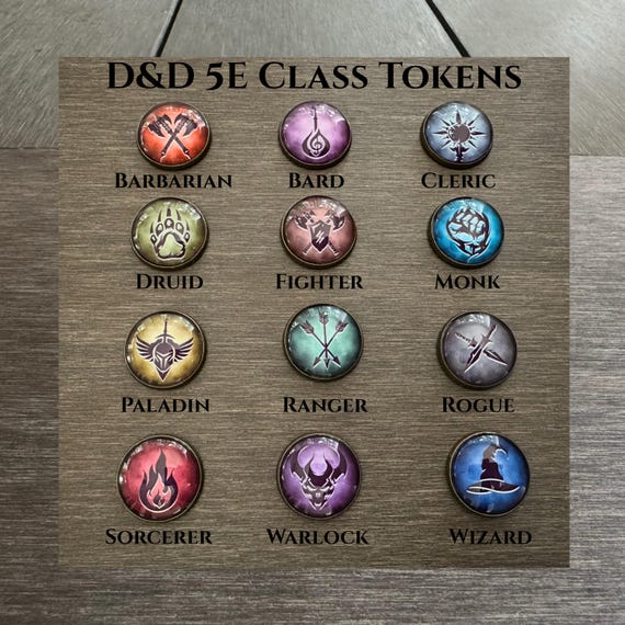 Handmade D&D Class Tokens: Glass and Metal Dungeons and Dragons Accessories