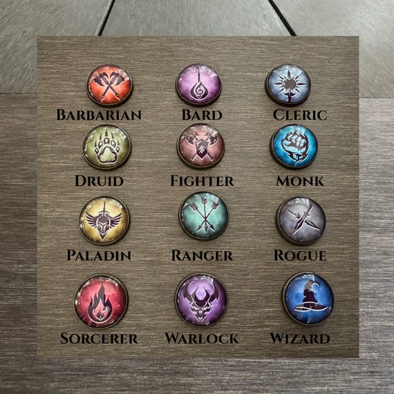 Handmade D&D Class Tokens: Glass and Metal Dungeons and Dragons Accessories