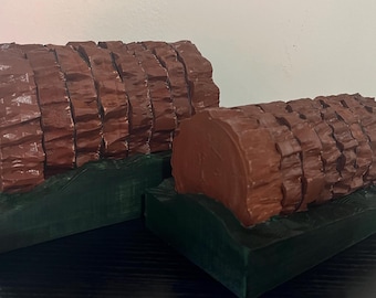 3D Printed set of 6 log coasters, including log holder!