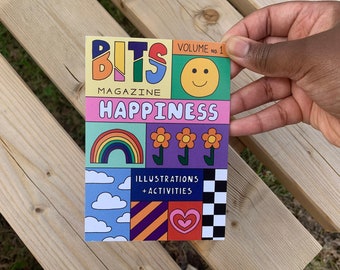 BITS Magazine Issue 01: Happiness Cover postcard, postcard, mini print, wall decor, colourful print, zine merch, happy print, happy