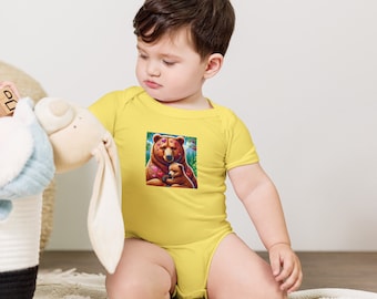 UNISEX COTTON BODYSUIT - Bear Baby bodysuit, Baby Bodysuit, Toddler Bodysuit, One Piece Bodysuit, Cute Baby Bodysuit, Custom Bodysuit Gifts