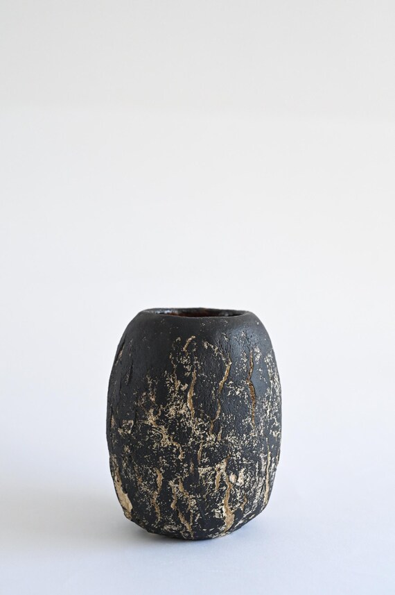 水入れ可花瓶 不規則 異形 黒 ベージュ かびん 和風インテリア 和風