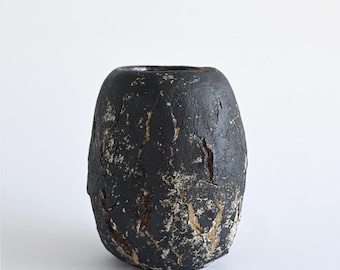 Handmade Black Ceramic Vase | Wabi Sabi Rustic Decor