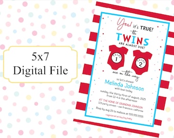 Thing 1 and Thing 2 Twin Baby Shower Digital Invitation Template