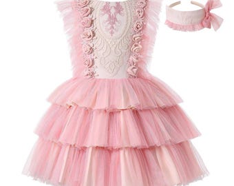Girls pink party dress