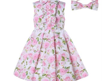 Girls pink tea party dress