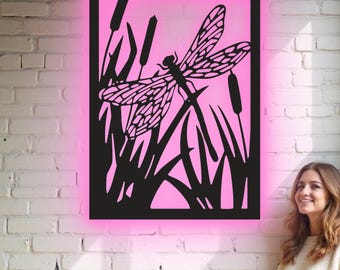 Custom Butterfly Metal Wall Art – RGB LED Bedroom Decor, Nature Sign