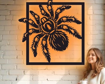 Custom Tarantula Metal Wall Art - RGB LED Gothic Decor, Spider Sign