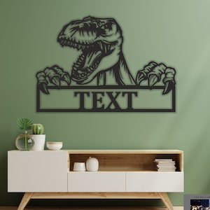 Personalized Dinosaur Metal Wall Decor, Jurassic World Decor,Tyrannosaurus Metal Sign, Custom Dinosaur Wall Art, Outdoor Decor,Gift For Dad,
