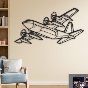 KC-130 Aircraft Silhouette Metal Wall Art - Modern Aviation Wall Decor - Unique Airplane Wall Hanging - Pilot Enthusiast Metal Art
