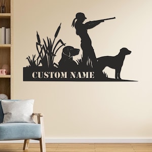 Personalized Monogram Hunter Metal Wall Art Decor,Hunting Dog Gift,Outdoor Decor Custom Last Name Sign,Deer Hunter Gift, Duck Hunter Gift
