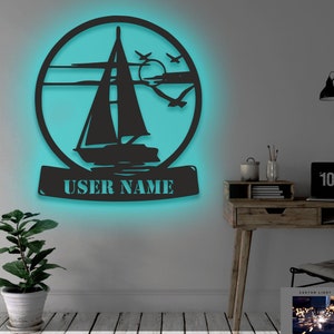 Custom Sailing Metal Decor - Personalized Nautical Wall Art, Sailboat Metal Sign, Maritime Home Decor, Sailor Gift - Valentine&#39;s day gift