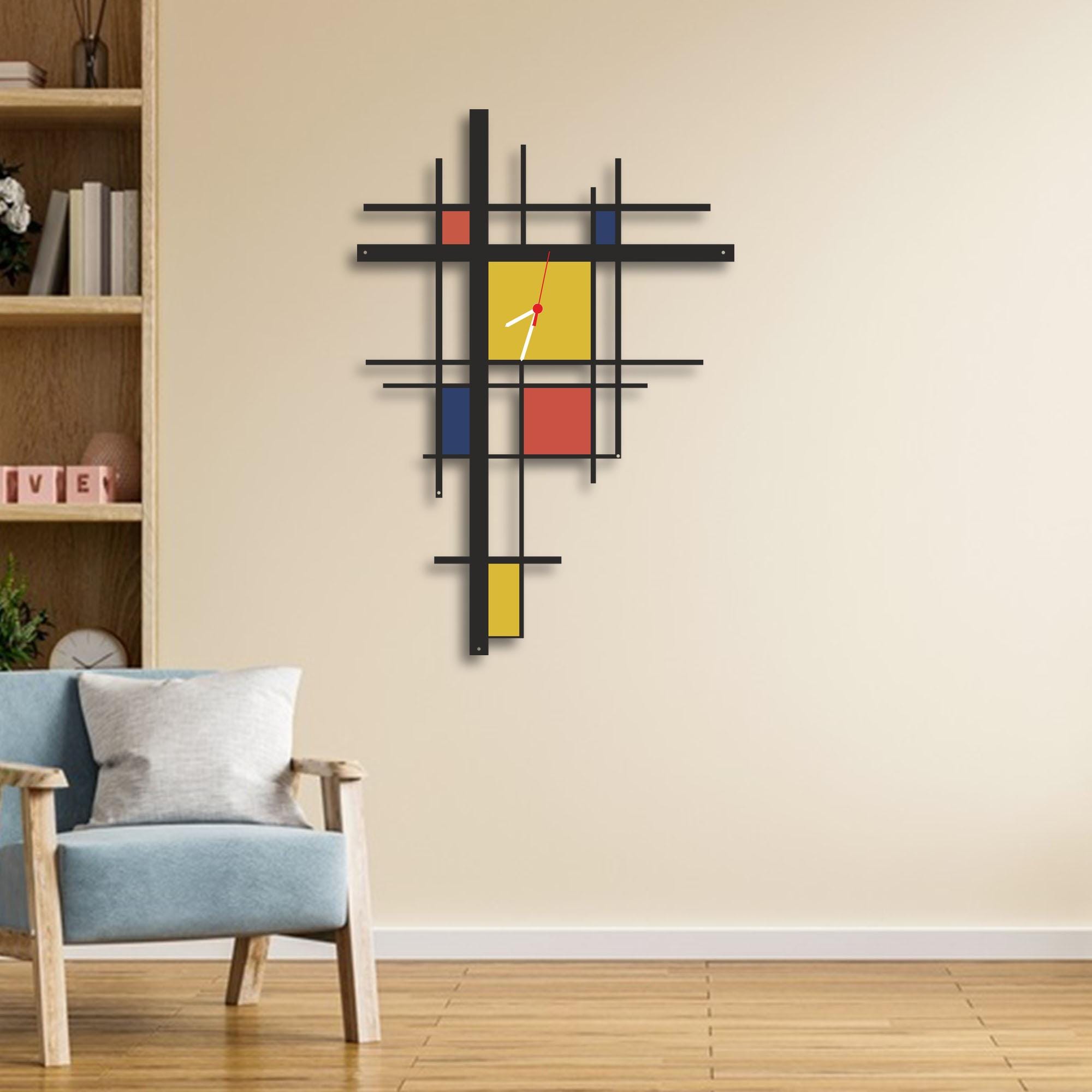 Horloge murale en métal de style Mondrian — Beyit