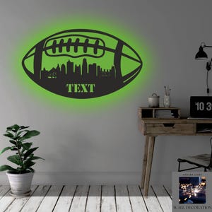 Personalized Kansas City Football Wall Art for Sports Fans - Custom Name Wall Decor,Kansas City Chiefs Inspired Gift,Football Fan Room Decor