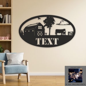 Custom Cow Ranch Sign,Gift For Farmer, Farm Sign Barn,Cow Metal Wall Art,Personalized Cattle Cow Sign,Farmhouse Decor,Cow Wheat Field Sign