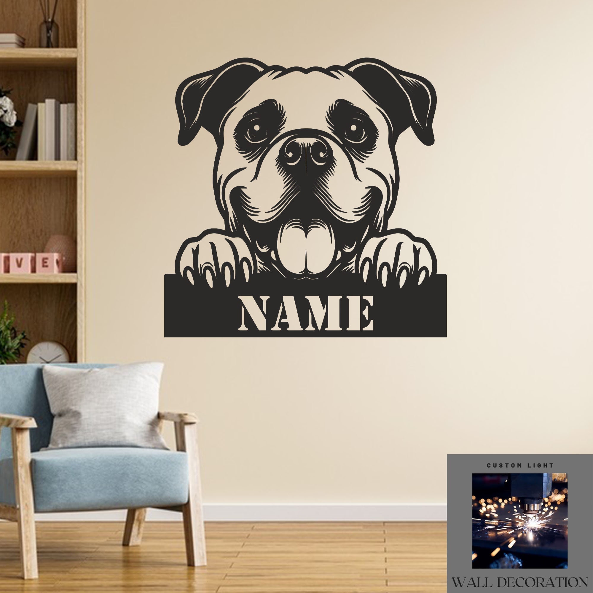 Custom Dogo Argentino Name Metal Wall Art Sign, Personalized Dog Silhouette Wall Decor, Handmade Dogo Lover’s Gift, Rustic Pet Name Sign