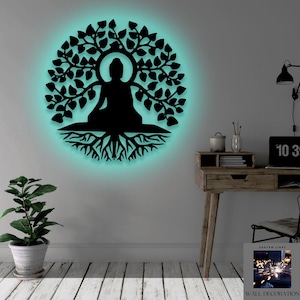 Buddha Metal Wall Art | Yoga Studio Decor | Meditation Wall Art | Om Symbol Metal Art | Zen Home Decor | Spiritual Wall Hanging