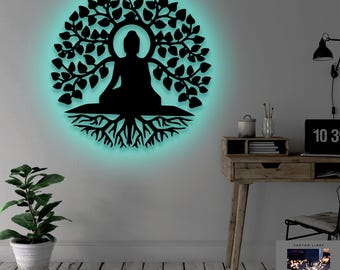 Buddha Metal Wall Art: Om Symbol, Yoga Decor