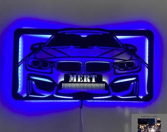 Personalized LED BMW M4 Metal Car Silhouette - Custom Wall Art