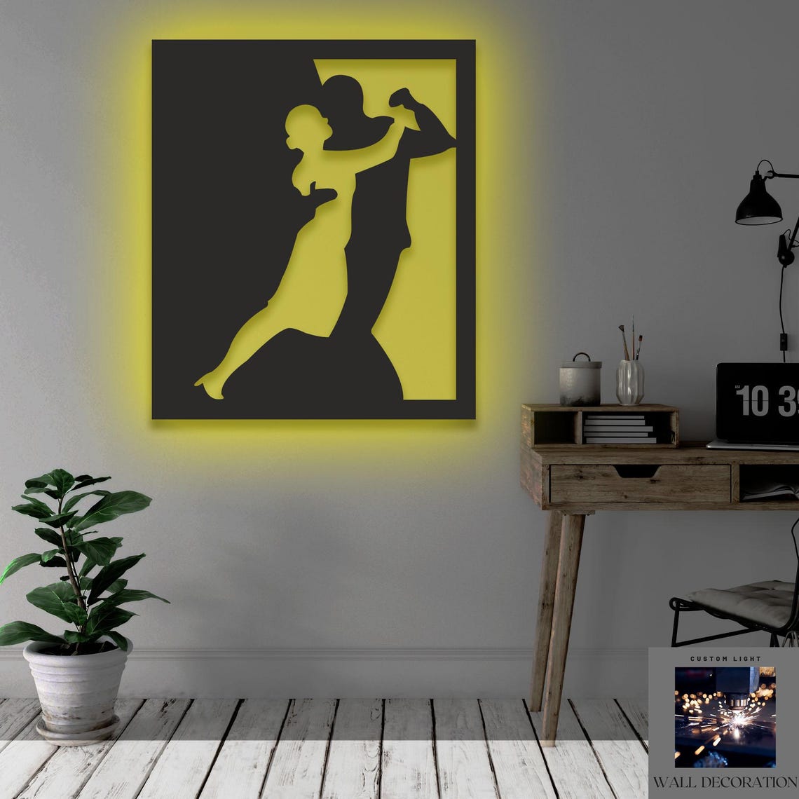 RGB LED Dancing Couple Metal Wall Art: Romantic Silhouette Decor - Etsy