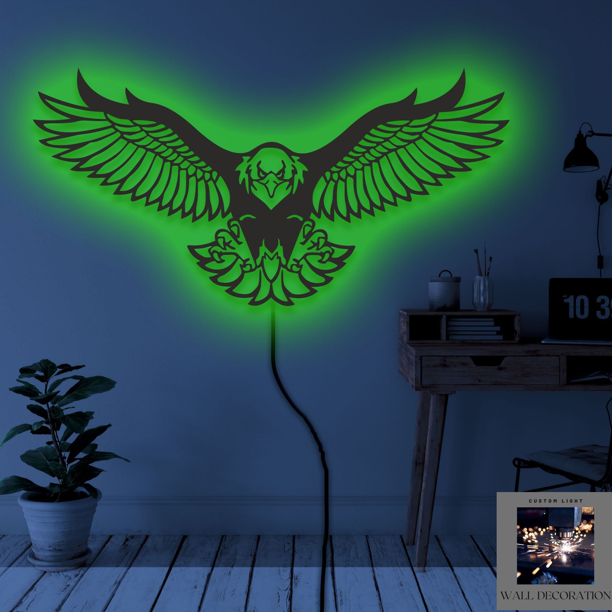 LED Illuminated Eagle Metal Wall Art: RGB Color Control - Etsy