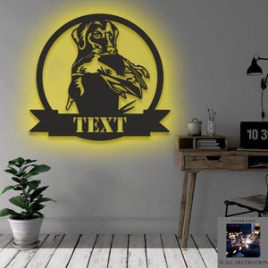 Personalized Hunting Dog Duck Metal Wall Art LED Light