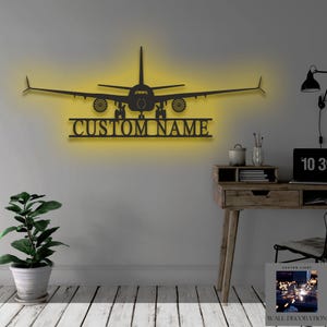 Personalized Airplane Name Sign Rgb Led Decor, Custom Aviation Gift, Aircraft Name Sign, Pilot Name Sign, RC Plane Sign, Airforce Wall Art