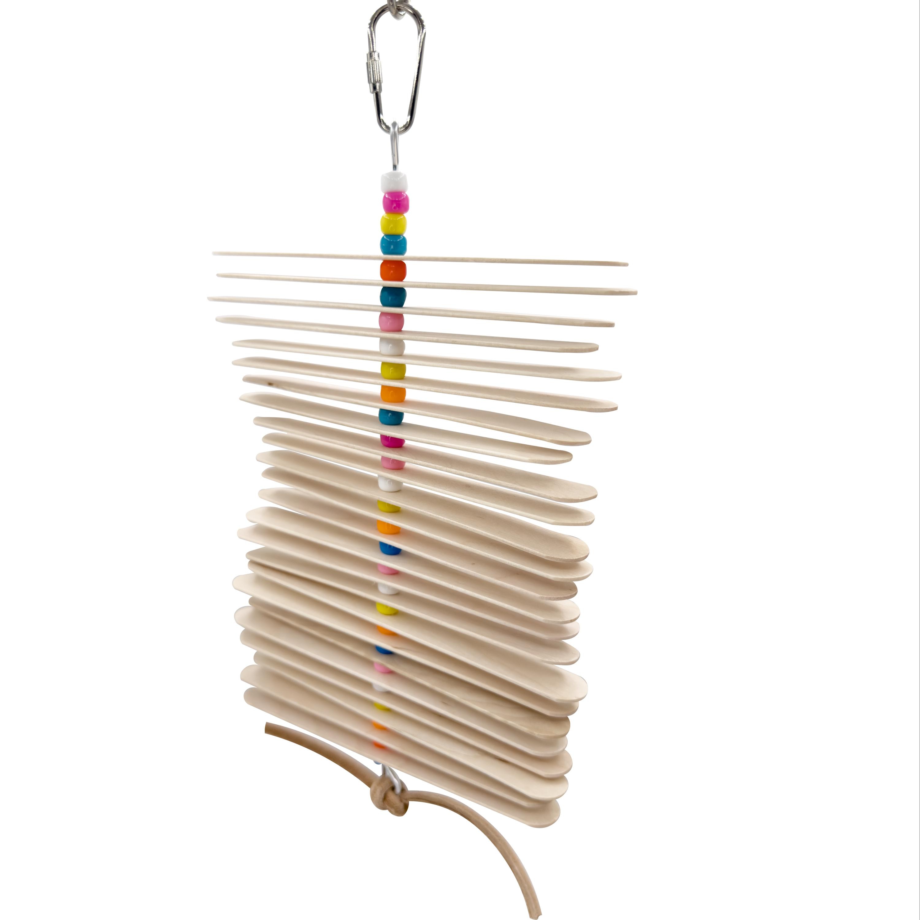 Handcrafted Bird Chew Toy - Natural Sticks & Colorful Beads, For Small & Medium Birds Like Budgies, Lovebirds, Parrotlets