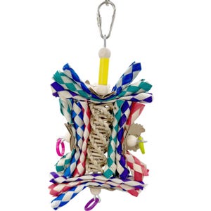 1241 Mini Vine Twist Helix bird toy with vine spiral finger traps and rings handcrafted for parrotlets budgies lovebirds and small cage bird
