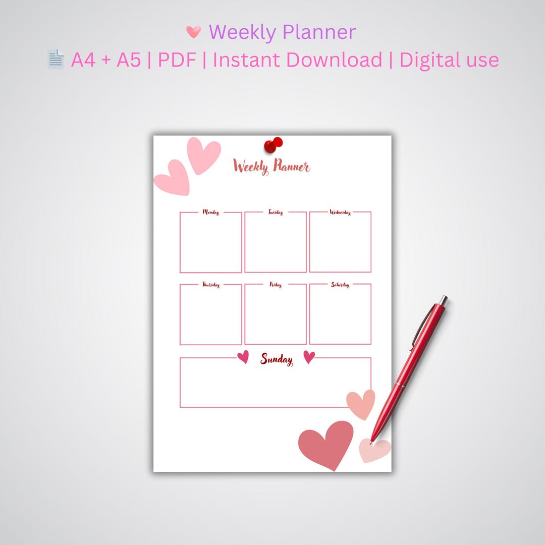 Minimalist Weekly Planner Printable: A4 A5 PDF for Time Management - Etsy