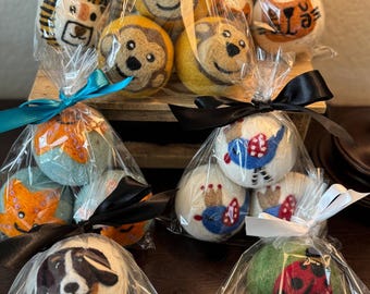 Wool Dyer Balls - 3 Pack - Handmade in Nepal - Mutliple Adorable Animal Designs!!