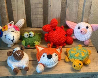 Crochet Animal Measuring Tapes - Llama, Dog, Pig, Fox, Turtle, Crab , Frog & Sheep