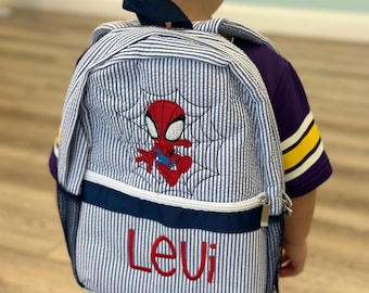 Blue Seersucker Toddler Size Backpack