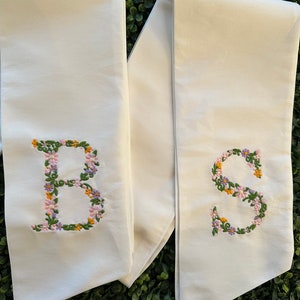 Bouquet Initial Wreath Sash