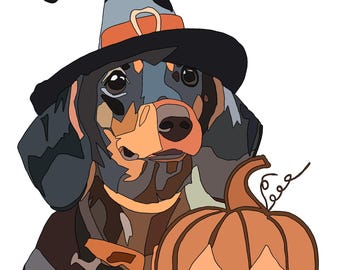 Digital Download Halloweiner Fabric Collage Pattern