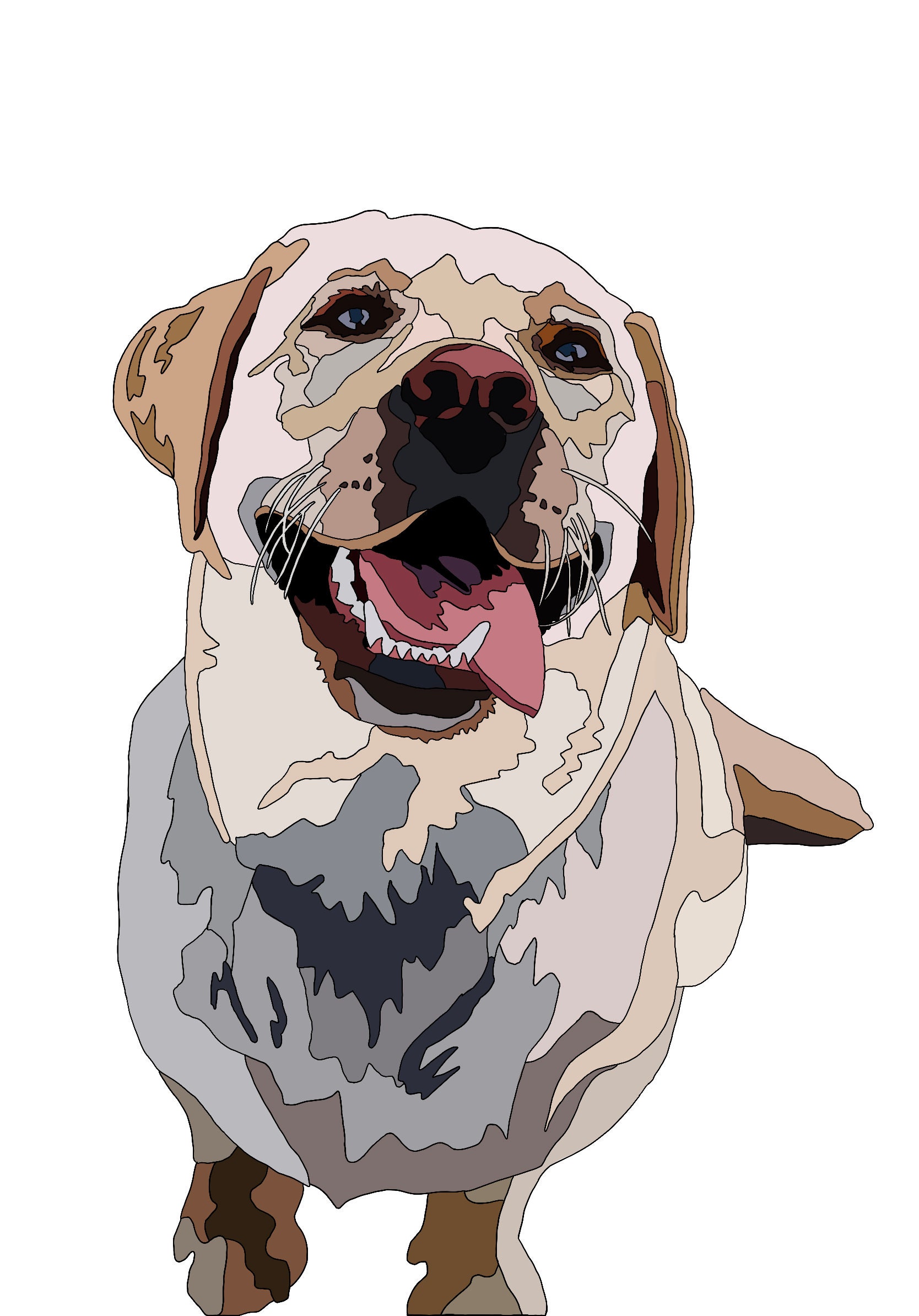 Yellow Lab Fabric Collage Pattern - Etsy