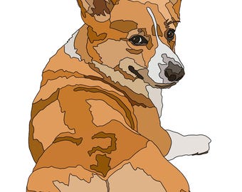 Digital Download Corgi Fabric Collage Pattern