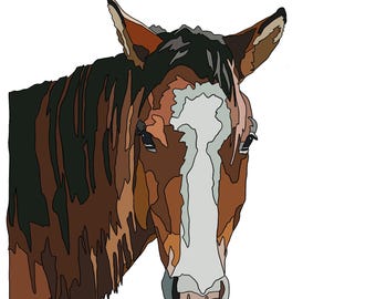 Digital Download Horse Fabric Collage Pattern