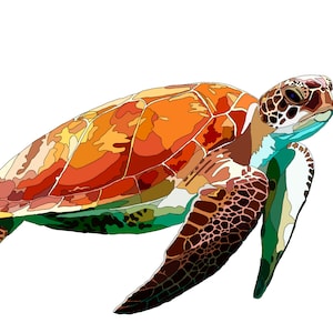 Sea Turtle Fabric Collage Pattern