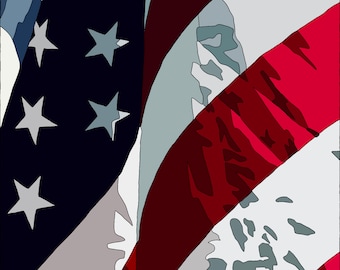 Digital Download American Flag Fabric Collage Pattern