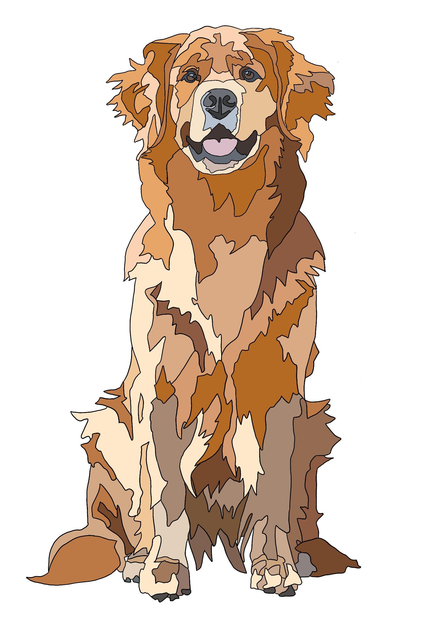Digital Download Golden Retriever Fabric Collage Pattern