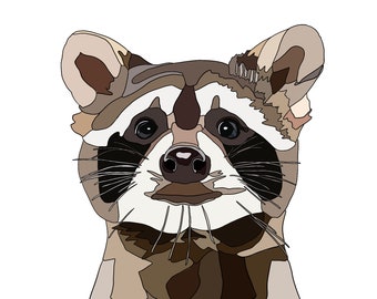 Raccoon Fabric Collage Pattern