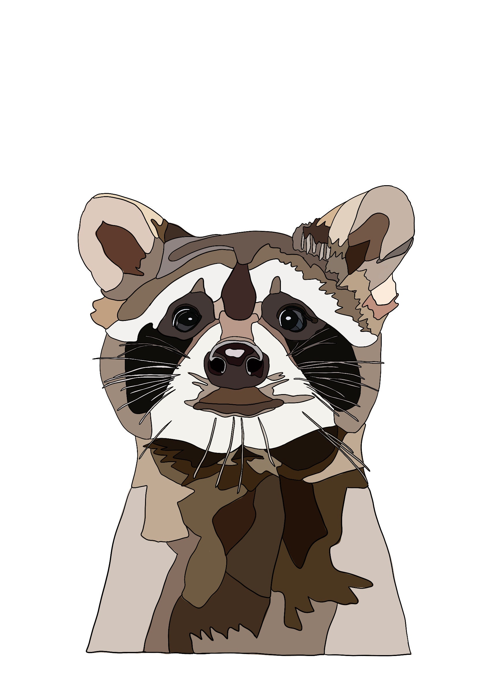 Raccoon Fabric Collage Pattern - Etsy