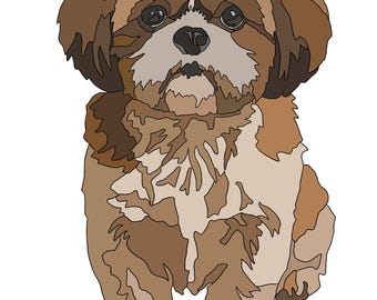 Digitaler Download Shih Tzu Stoff Collage Muster