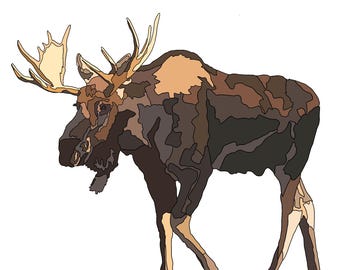 Digital Download Moose Fabric Collage Pattern