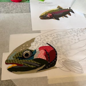 Digital Download Trout Fabric Collage Pattern